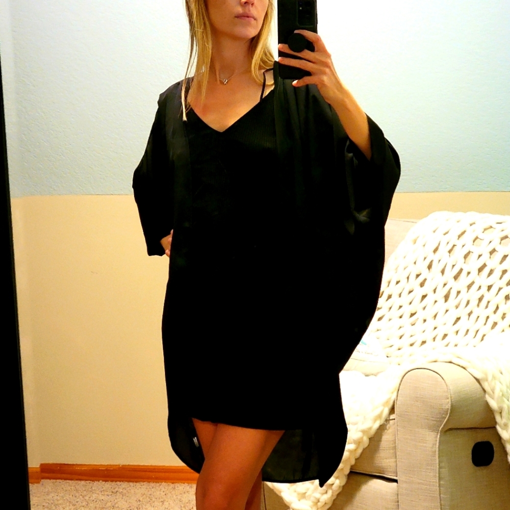 PinkBlush Black Kimono- O/S